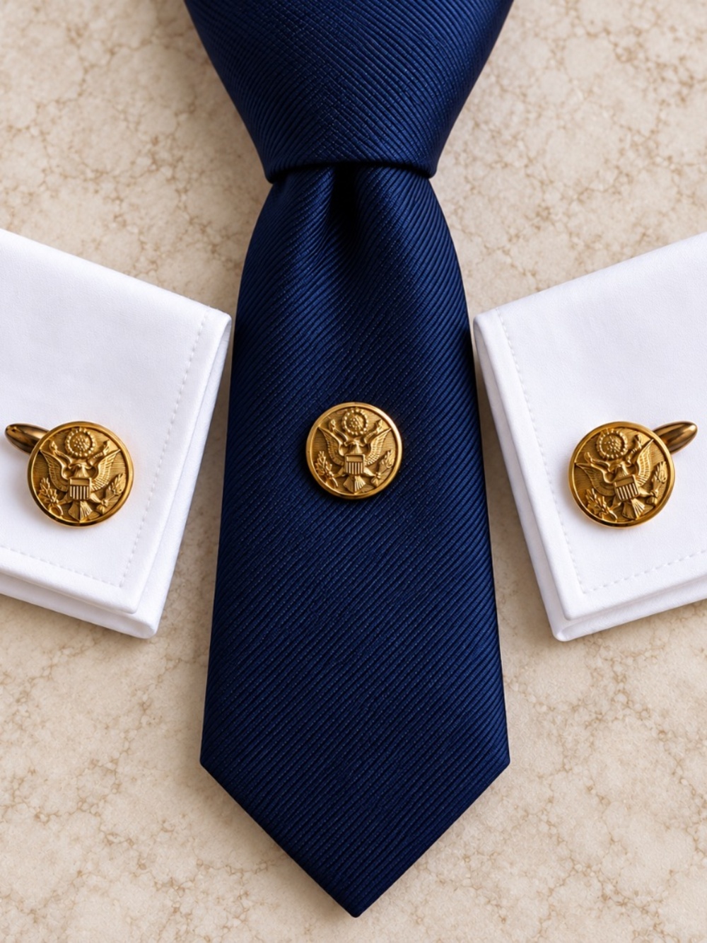 Vintage U.S. Army Eagle Button Cufflinks & Tie Pin Set